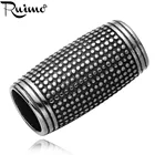 RUIMO литье 316l Нержавеющая сталь европейский узор решетки Большие размеры цилиндрические бусины подвески для кожаного браслета ювелирные изделия