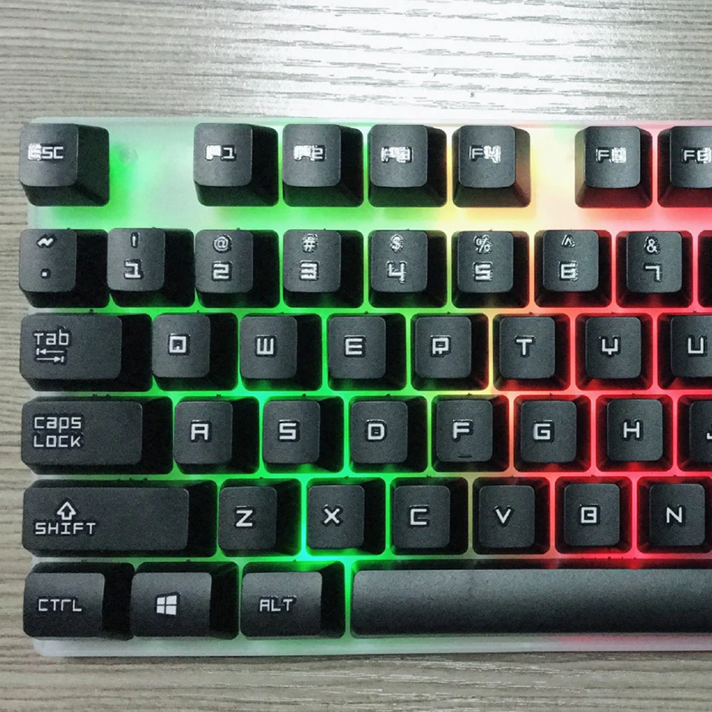 2 шт. эргономичный светодиодный Подсветка Проводная игровая клавиатура для