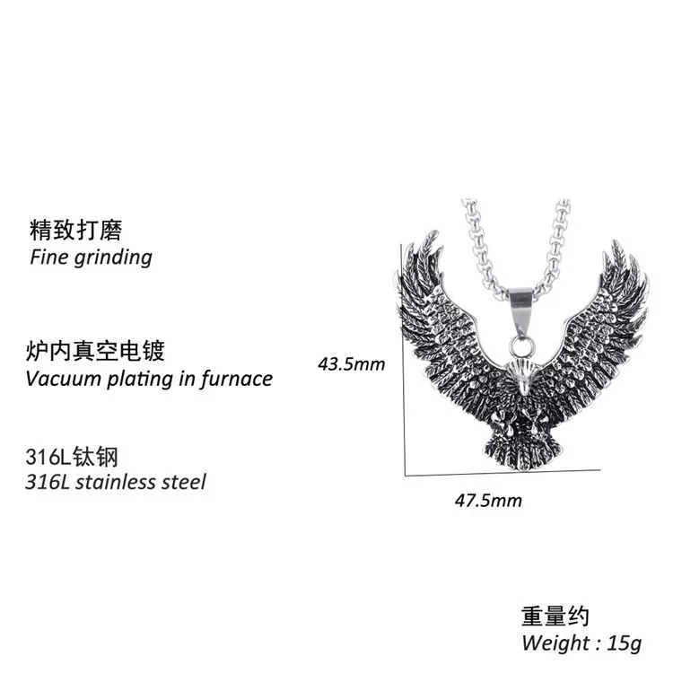Модные titanium стали ювелирные изделия 316L нержавеющая сталь Орел подвески ожерелья