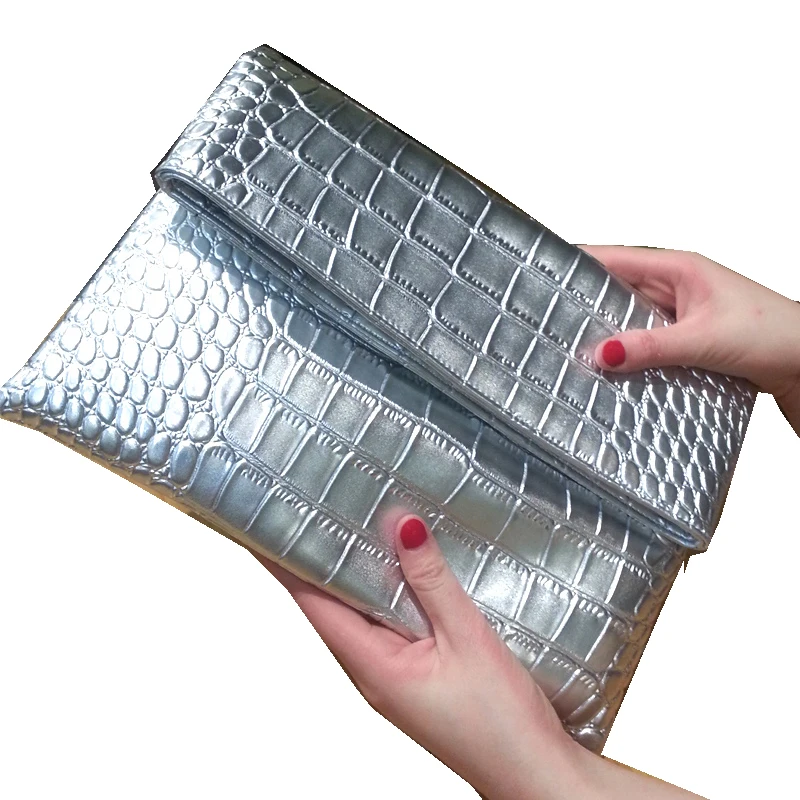 Женская сумка конверт из искусственной кожи с крокодиловым узором вечерняя