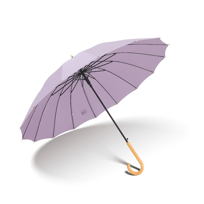 Purple Handle Только Jime Зонт с длинной ручкой Модные женские двойные большие Зонты трость высокое качество ветрозащитные деревянные ручки Зонты - Цвет: Purple Handle