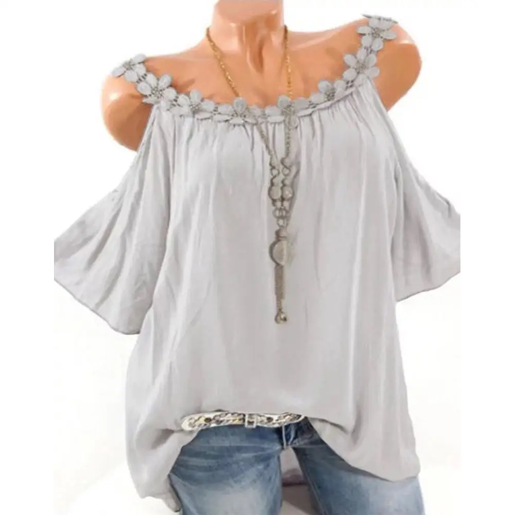 Yiwa Women Shirts Fashion Sling Tops Off Shoulder Flower Solid Color Casual sexy Soft stretchy breathable | Женская одежда