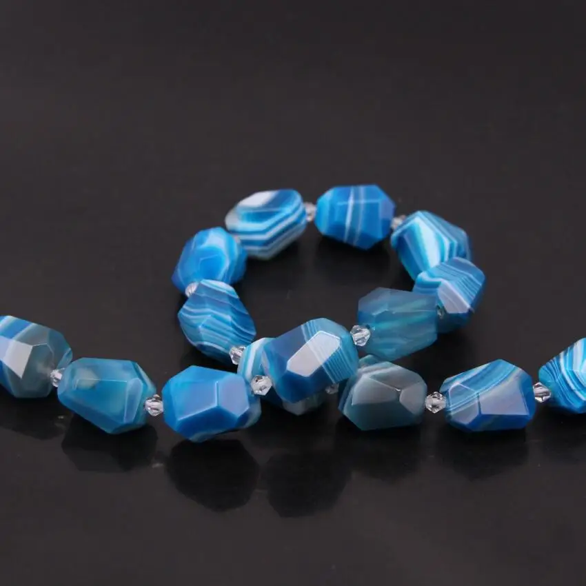 Бусины Из Натурального голубого агата с огранкой 15 5 дюймов|loose beads|beads loosestriped agate