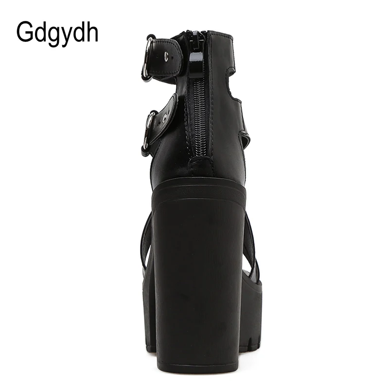 Женские босоножки на платформе Gdgydh черные однотонные в римском стиле с открытым