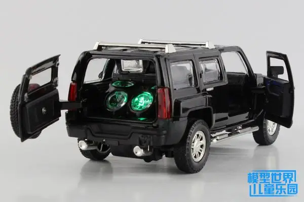 /литая под давлением игрушечная модель/1:32 весы/Hummer H3 SUV спортивный автомобиль/Вытяжка/звук и светильник/образовательная Коллекция/подарок для детей
