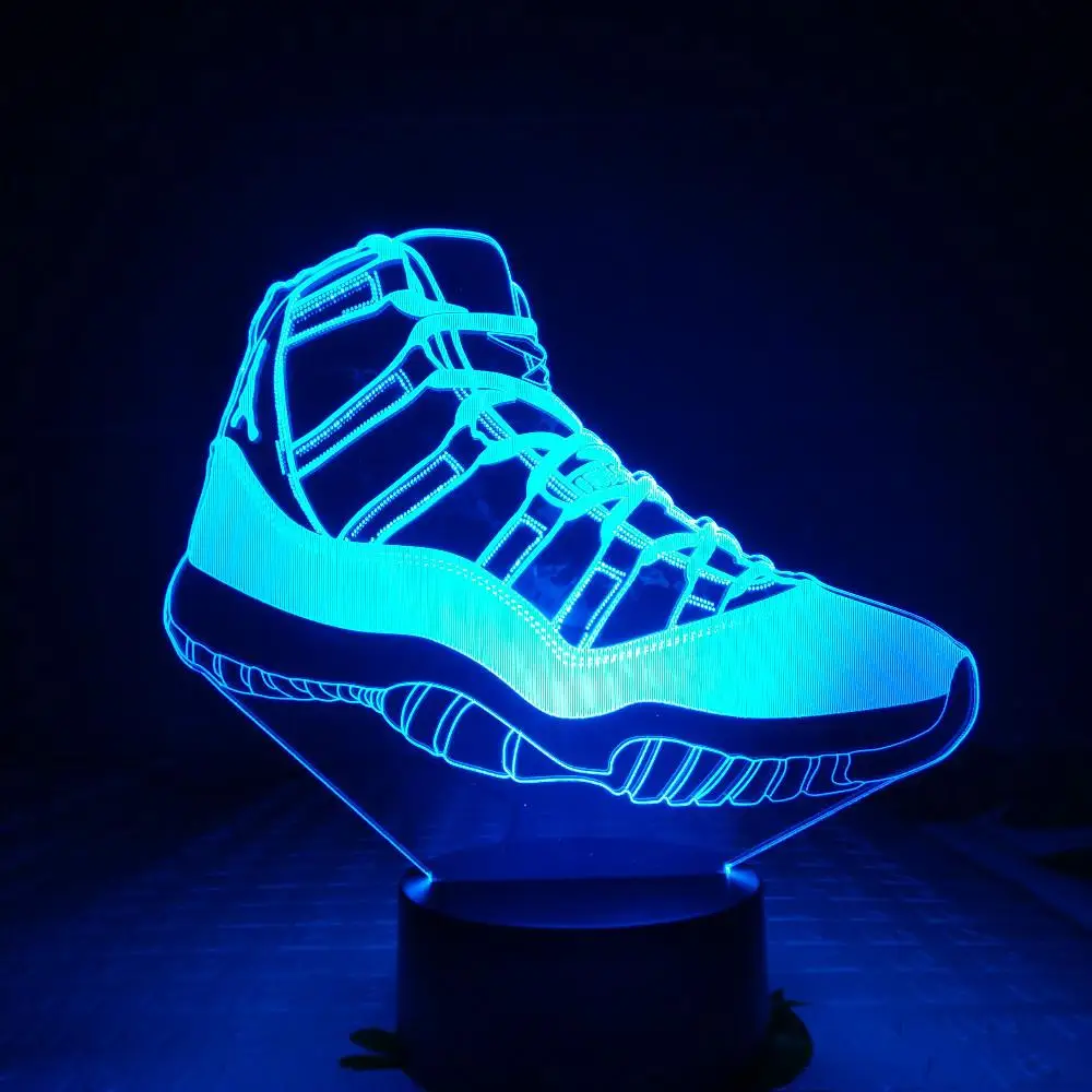 aj 11 Настольная лампа прикроватный светильник сенсорный Сенсор 7 цветов Изменение атмосфера лампа для мальчиков Дети Подарок Usb светодиодный ночной Светильник 3d спортивная обувь Jordan; 4 - Испускаемый цвет: aj 11