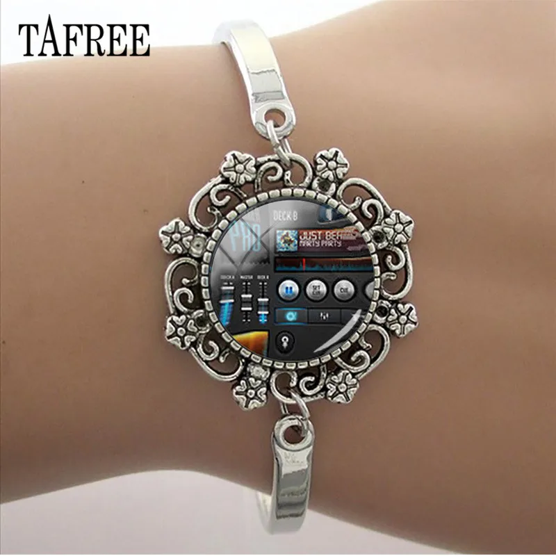 T589 TAFREE DIY музыкальный символ кружевной браслет-Шарм 15 мм стеклянный кабошон музыкальный инструмент изображение цепочка с куполом браслеты T462 - Окраска металла: T589