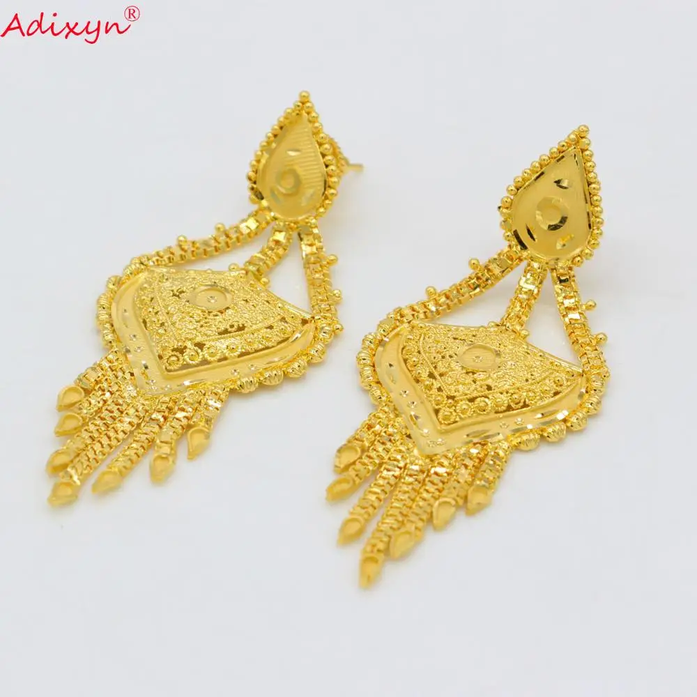 Adixyn индийские ювелирные наборы большого размера золотое ожерелье/серьги для
