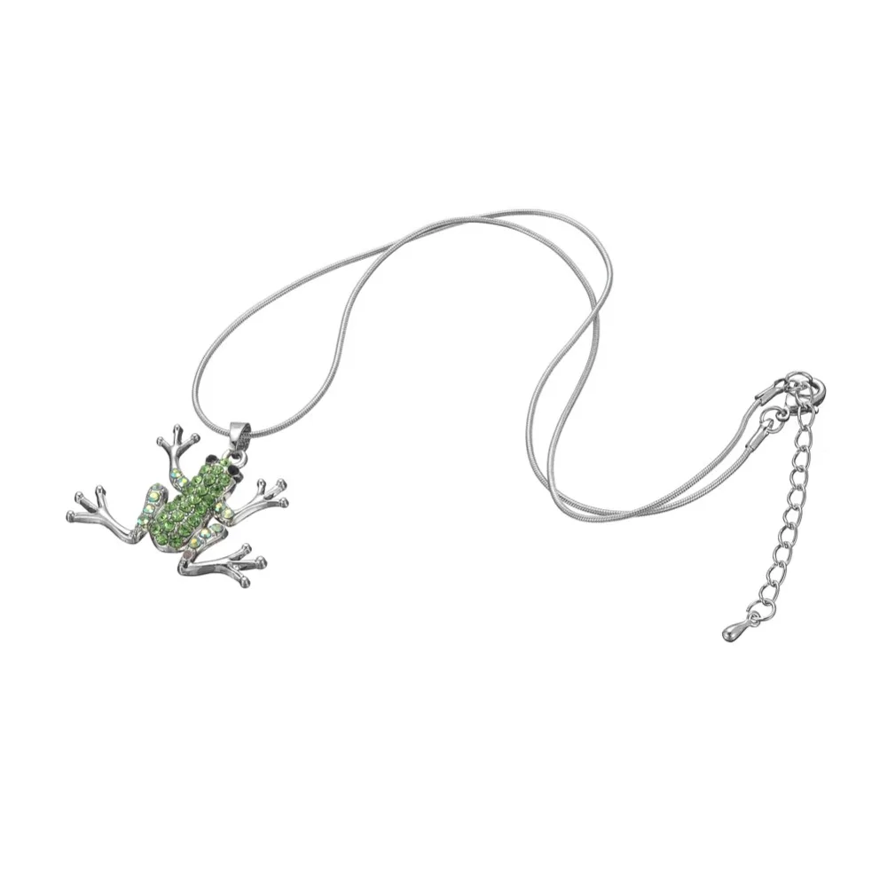 Моя форма посеребренный Зеленый Кристалл Лягушка очаровательные ожерелья и