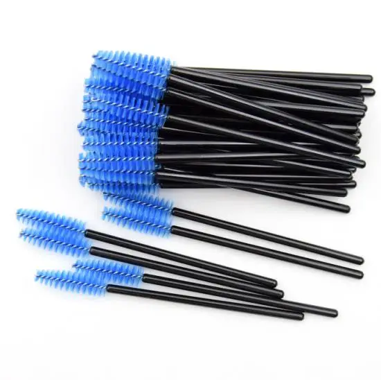 blue-black 50 шт. кисть для бровей наращивание ресниц одноразовая тушь для ресниц аппликатор щеточки ресницы косметический набор кистей для макияжа инструменты - Handle Color: blue-black