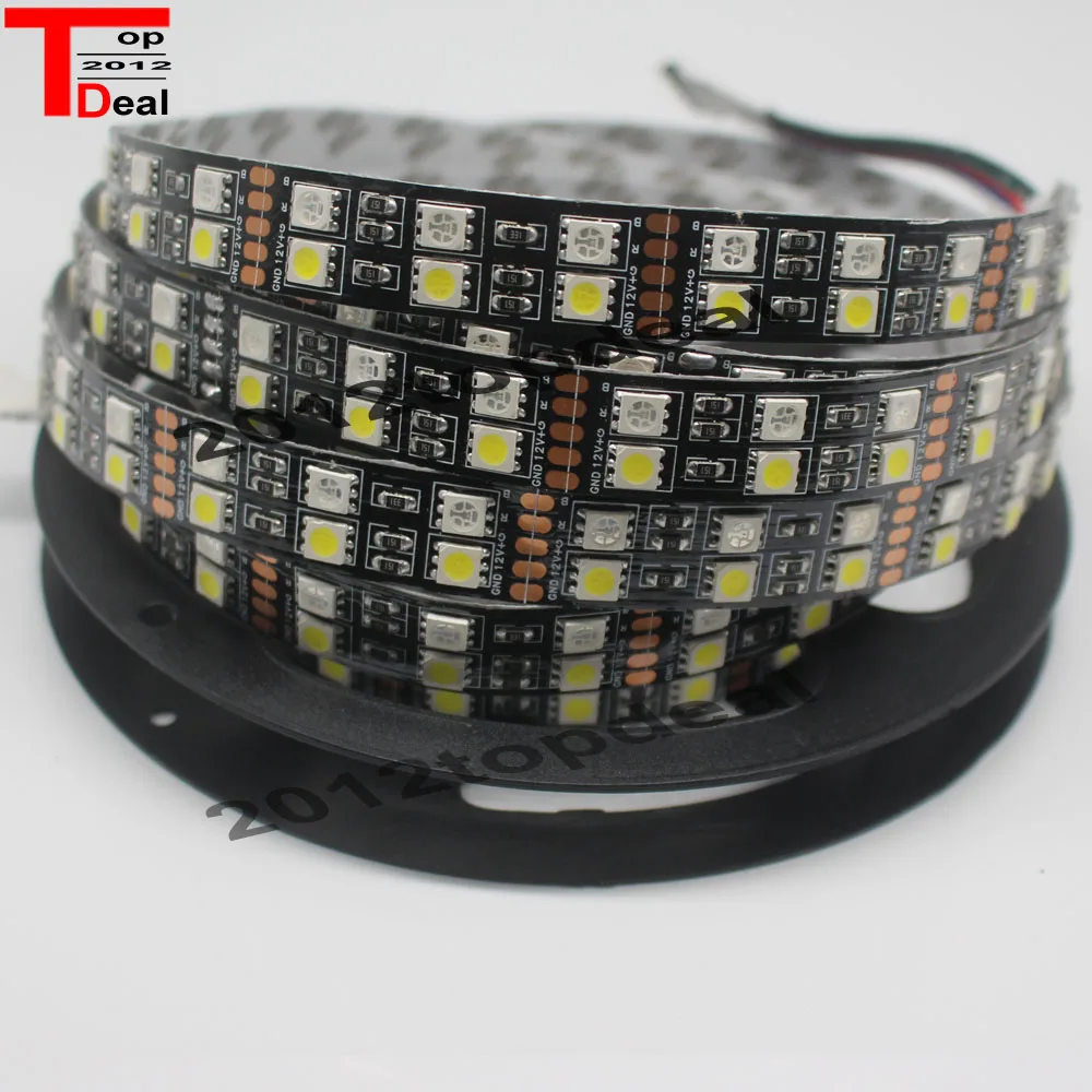 5 м двухрядный 5050 SMD 600 RGBW RGBWW RGB белый гибкий 12В 24В Светодиодная лента 120led/M Черный