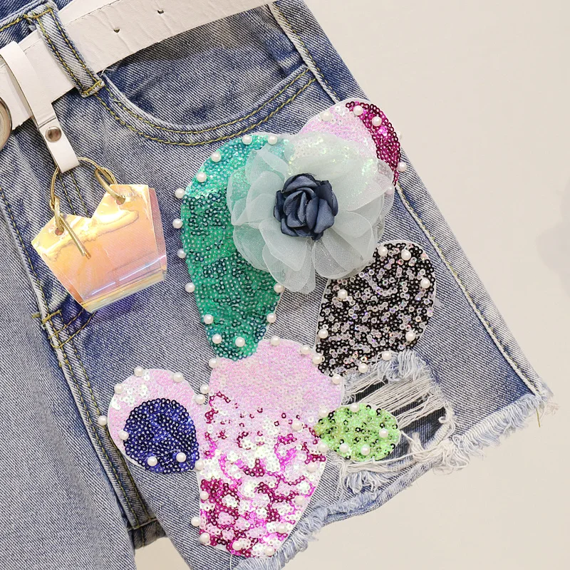 Летнее платье с блестками белая футболка + Джинсовые шорты костюм Для женщин