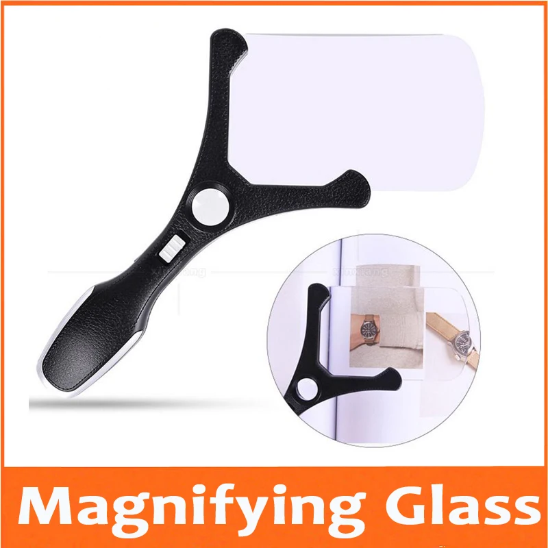 

2.5X Handheld Magnifier Illuminated Elderly Reading Magnifying Glass Birthday Gift Loupe for Old Man with 4 LED Lights