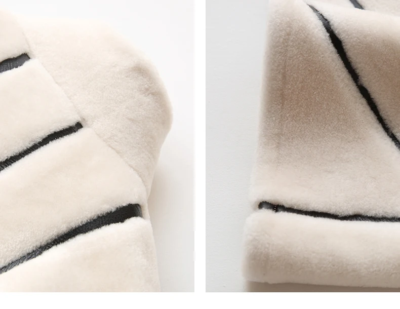 New Striped Coat Mouton Coat for Woman female tonfur Fur Coat Women's winter jackets real fur wool fur coats HF468