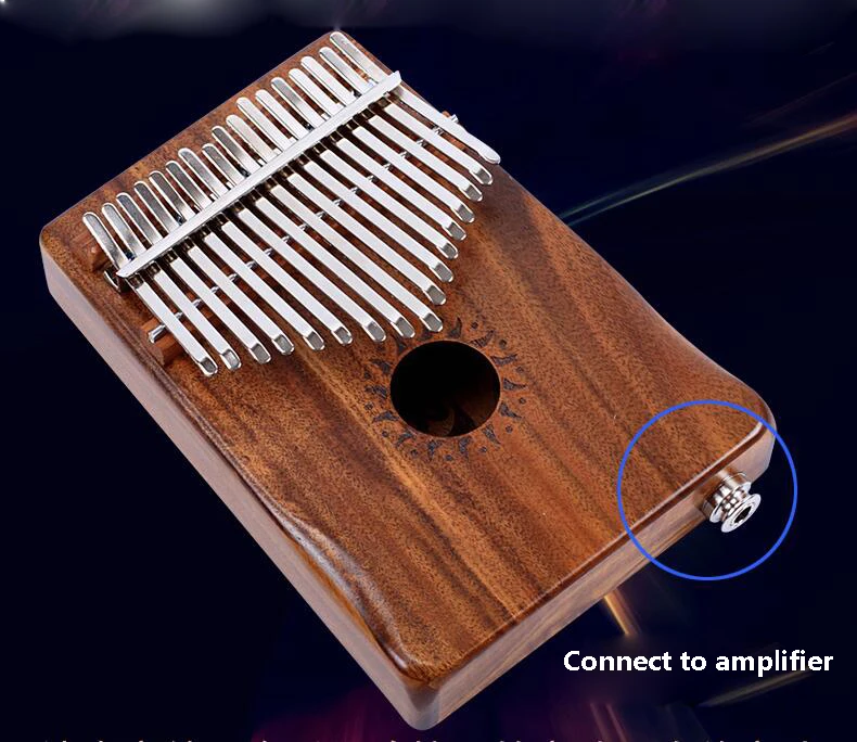 Абсолютно 17 клавиш Kalimba Mbira Calimba твердый акации «пианино для больших пальцев» Link динамик электрический датчик с сумкой+ кабель 3 м