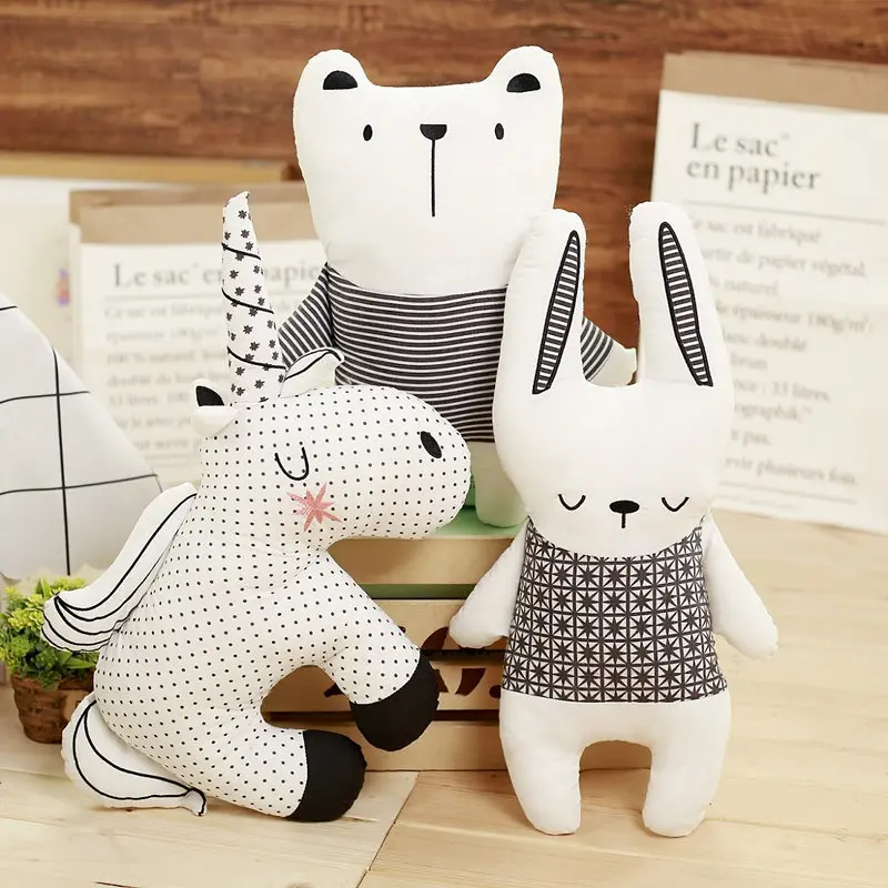 stuffed animal toy Nordic Toys Kawaii stitch baby Stuffed Plush Pillow Stuffing Bear Rabbit Unicorn Cushion Cute horses |