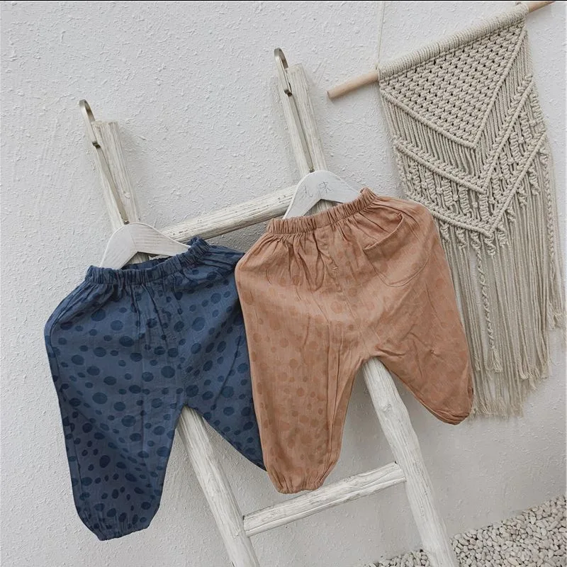 Летние жаккардовые повседневные штаны в горошек Корейском стиле для маленьких