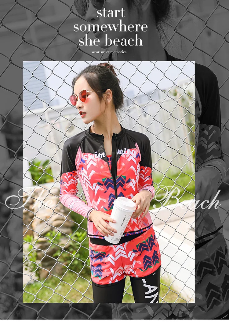Подростковый купальник Rashguard купальный костюм для женщин с длинным рукавом Plavky купальники полный раздельный танкини больших размеров