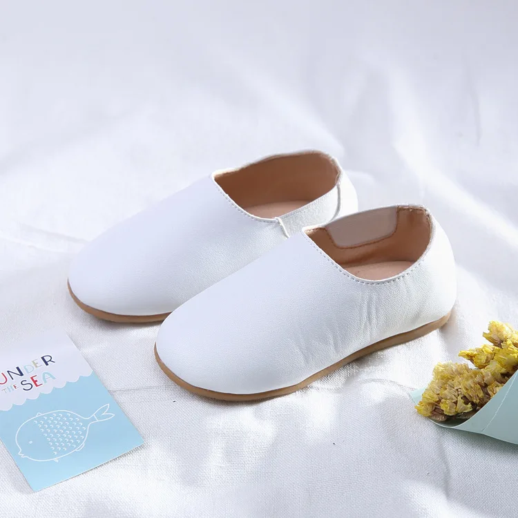 2019 Autumn New Children's Flat Shoes Girls Flats Black for Kid White Causal Shallow Toddler PU leather Soft |
