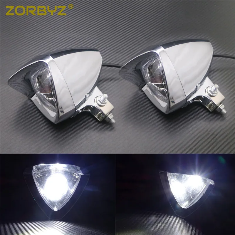 2 Piece ZORBYZ мотоциклетный Хромированный Светодиодный точечный светильник в виде пули из пластика, противотуманный светильник с головкой и металлическими винтами, кронштейн для Harley Honda Suzuki - Цвет: 2 Piece
