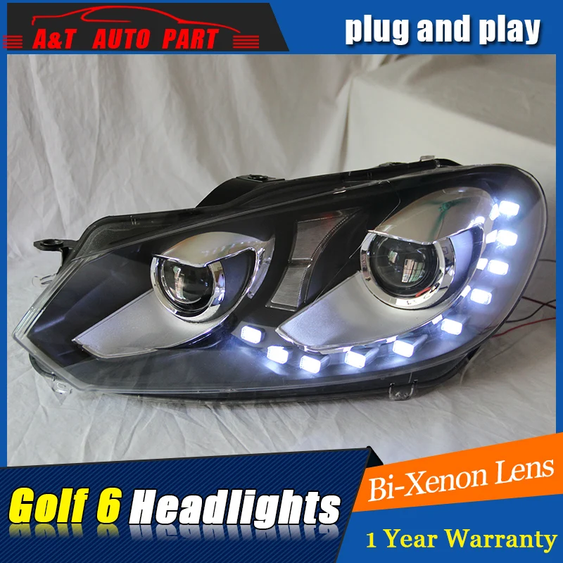 

2009-2013 for vw golf GTI headlights car styling For vw golf 6 GTI DRL LED tear eyes bi xenon lens led parking lights