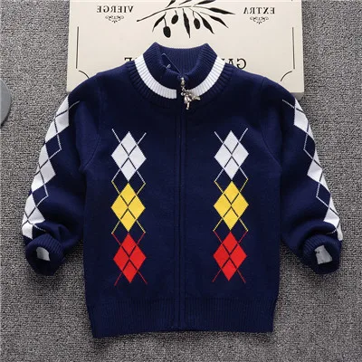 Черный Свитер для маленьких мальчиков; коллекция года; Повседневный стиль; осенний вязаный кардиган для мальчиков и девочек; детская одежда; кардиган на молнии; детский толстый свитер - Цвет: Черный