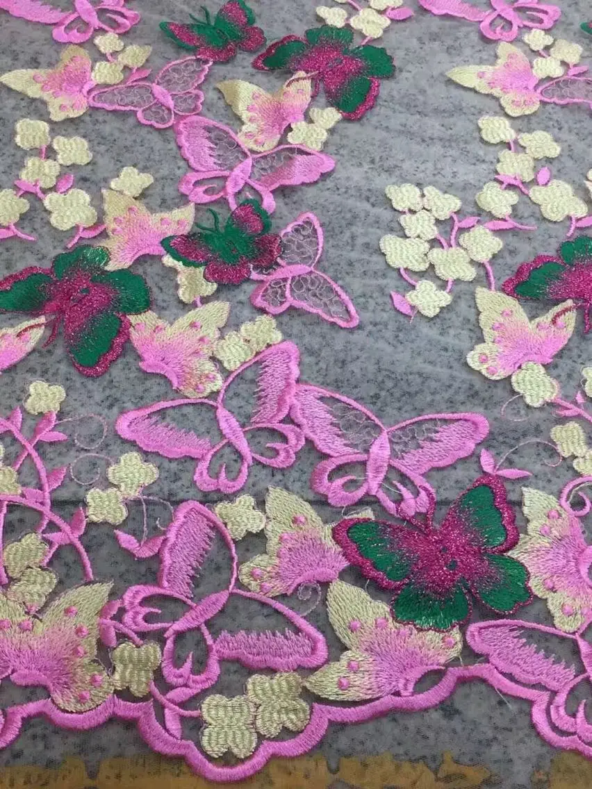 Новая бабочка цветок сетчатая с вышивкой ткань Женская мода вечернее платье