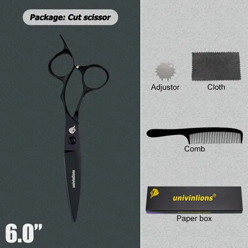 6049-CUT Univinlions 6 дюймов ножницы для волос черные ножницы для парикмахеров Парикмахерские филировочные ножницы парикмахерский Профессиональный парикмахерский набор для парикмахера - Цвет: 6049-CUT