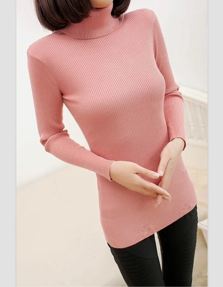 turtlenecks winter 2020 korean women's pullover slim medium-long turtleneck sweater thickening femme knitting | Женская одежда
