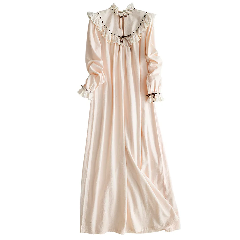 Бесплатная доставка 100% хлопок новинка 2016 Женская длинная ночная рубашка на осень