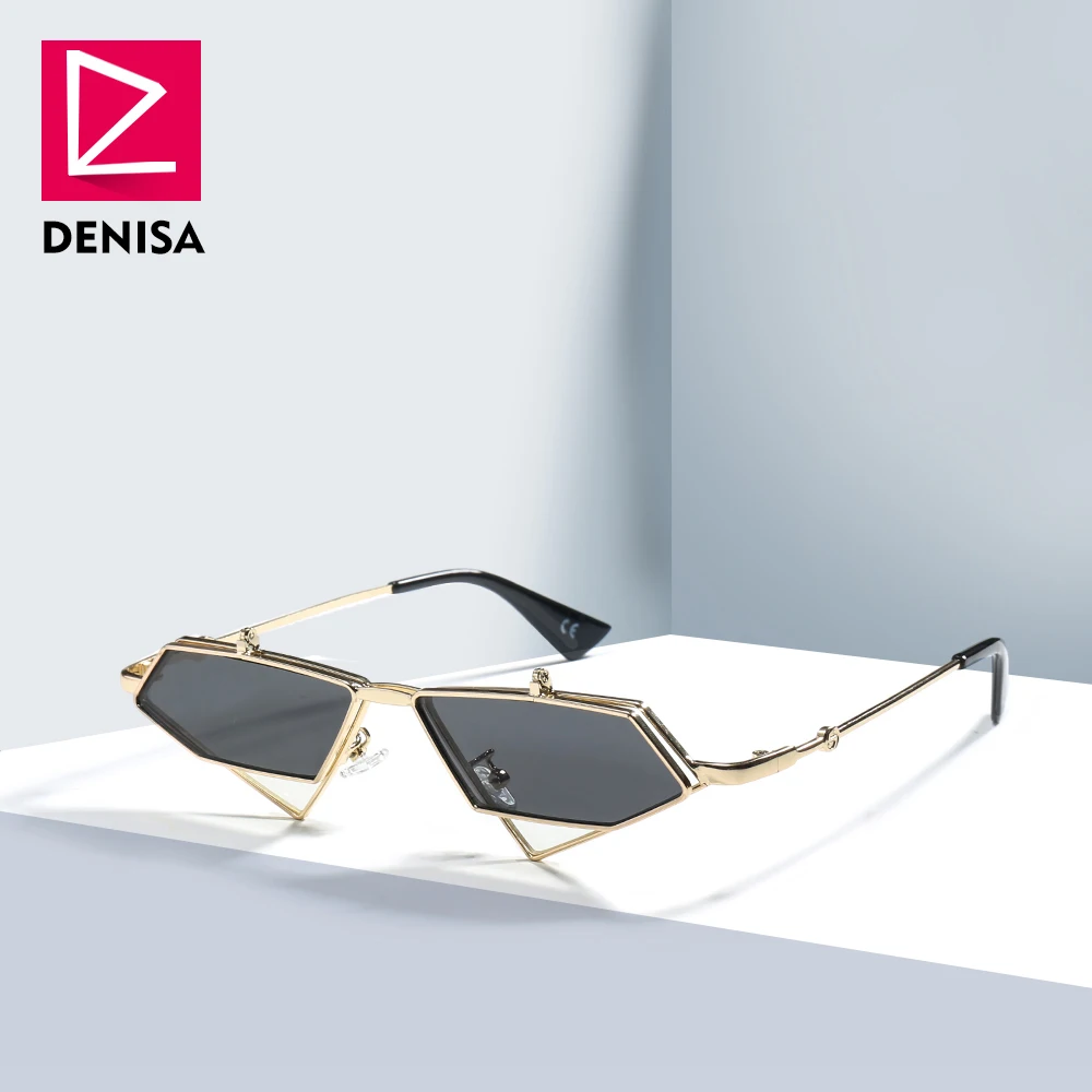 DENISA, известный роскошный бренд, стимпанк, солнцезащитные очки для мужчин, Ретро стиль, неправильные, красные линзы, солнцезащитные очки для женщин, UV400, gafas de sol mujer, G23019