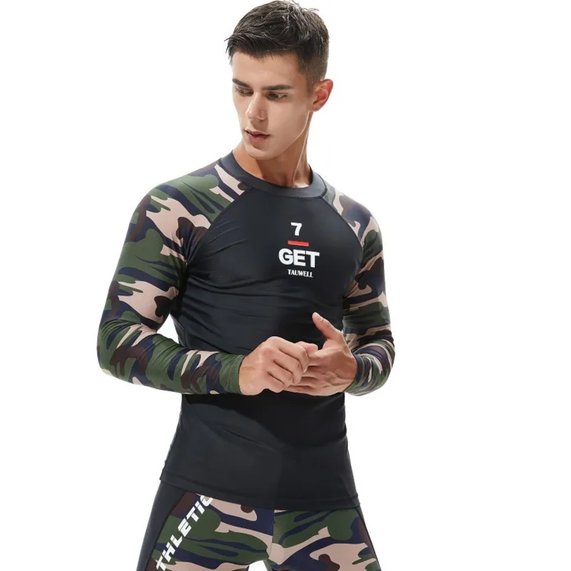 Camo Rashguard мужской купальник с длинным рукавом Rashguard Мужчины s плавание серфинг костюм парусный гидрокостюм для дайвинга Футболка для плавания ming быстросохнущая