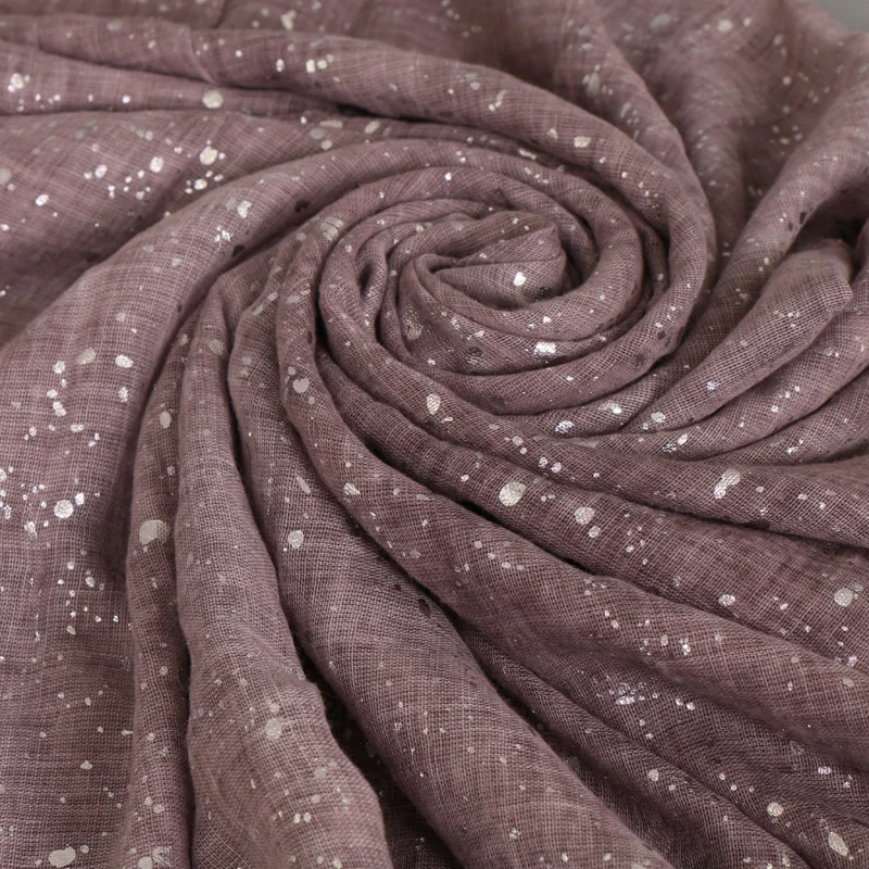 Женская модная однотонная Блестящая Серебристая хлопковая шаль шарф зимний
