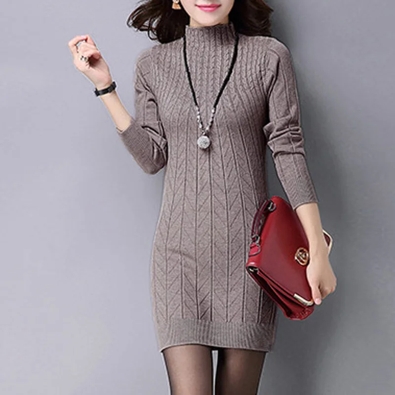 Модная женская трикотажная блузка с высоким воротником приталенная туника