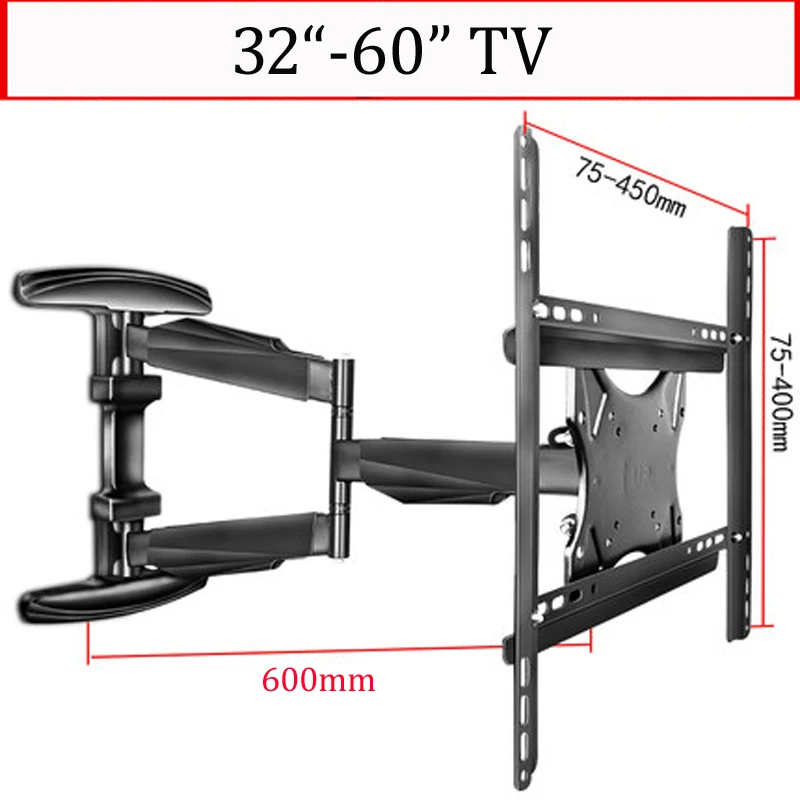 600MM Lcd-WA8 45 кг 3"-60" 3 руки выдвижной полный движения ЖК ТВ настенный кронштейн 600 мм 780 мм ультра тонкий с кабельной крышкой 400x400 - Цвет: 600MM