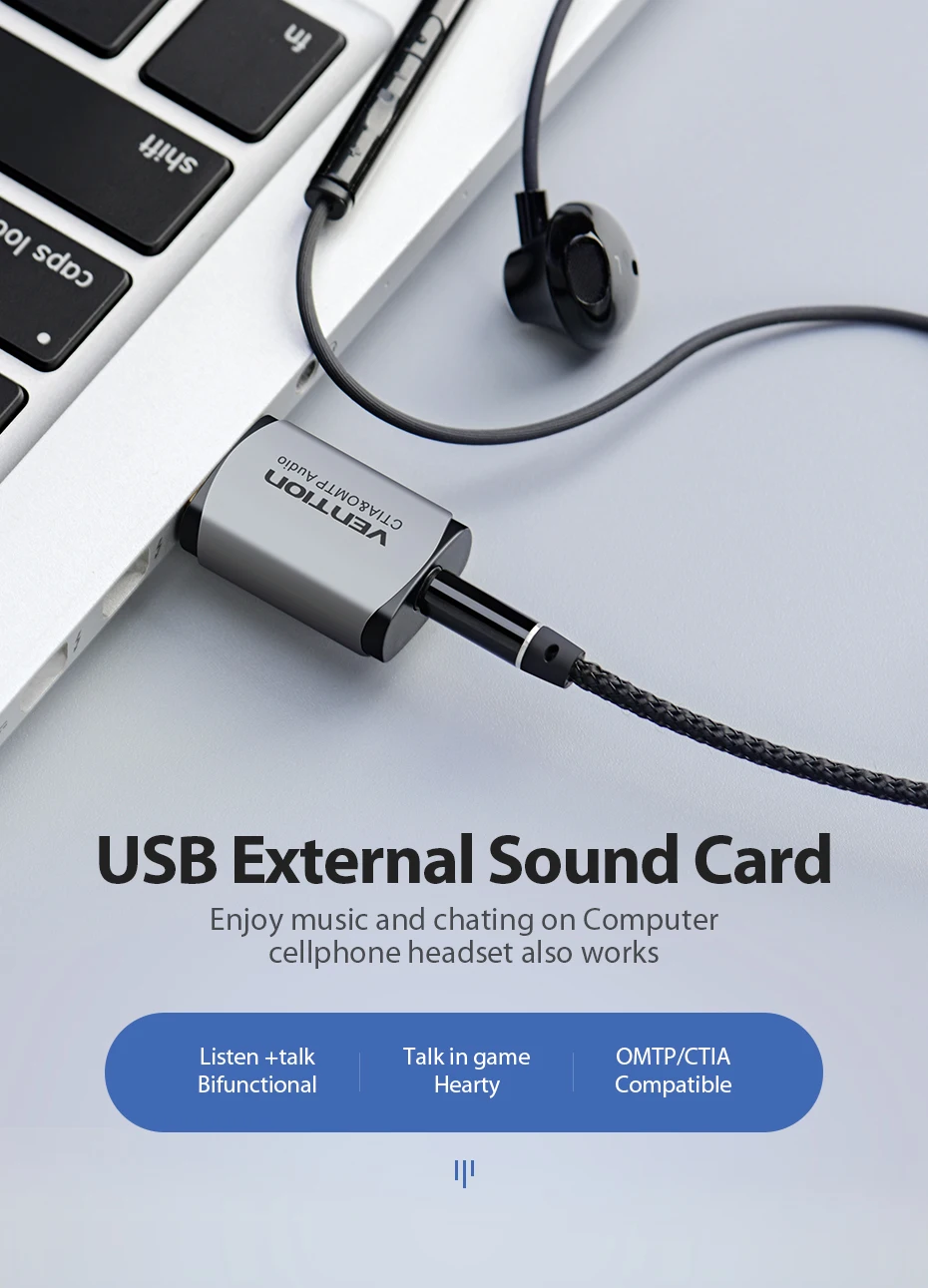 Vention USB звуковая карта Внешний USB аудио интерфейс саундкарта адаптер 3,5 мм для ноутбука PS4 гарнитура звуковая карта USB