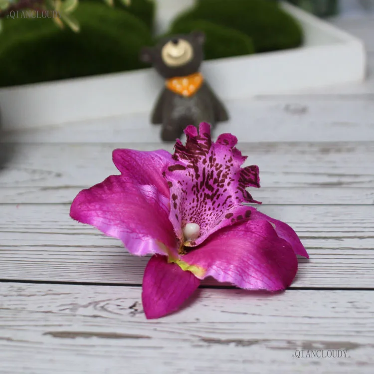 Purple 30 комплектов/партия, красный, светло-розовые, белые Искусственные тайского Орхидеи Шелковые головки цветов Набор «сделай сам» для Свадебная заколка для волос Украшенные цветочной A91 - Цвет: Purple