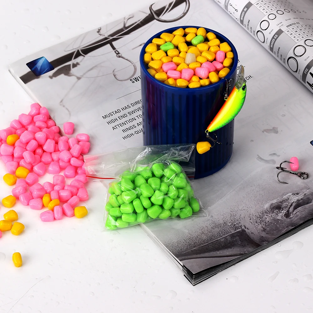 

High Quality 100Pcs/Lot Fishing Corn Floating Boilies Flavoured Soft Lure Grass Carp Bait Silicone Soft Plastic Bait Artificial