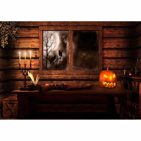 Allenjoy background for photo Halloween night wooden wall Interior desk candle crow moon wallpaper camera photography backdrops |