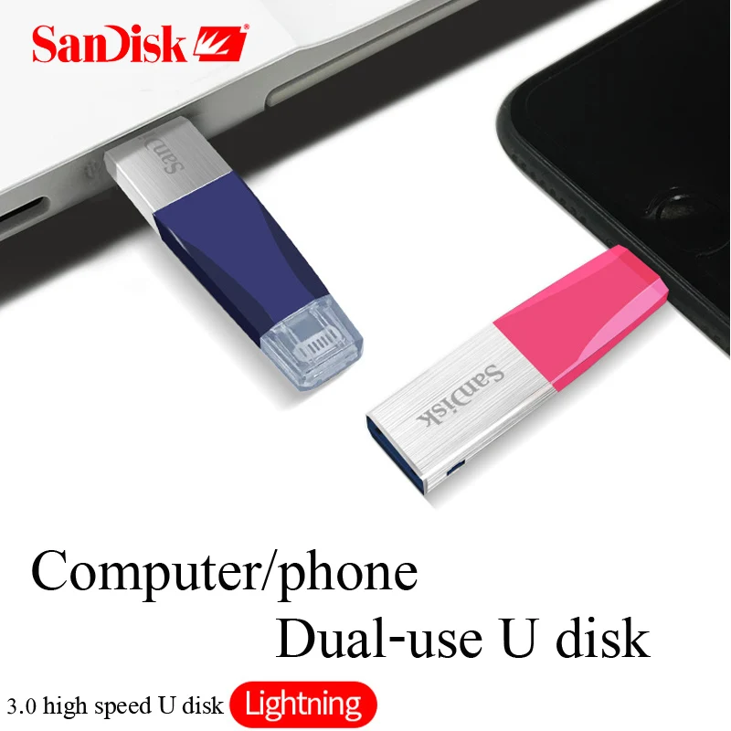 Оригинальный Sandisk iXPAND Новый USB флеш накопитель 64 Гб 128 ГБ 3 0 OTG iFlash карта памяти для