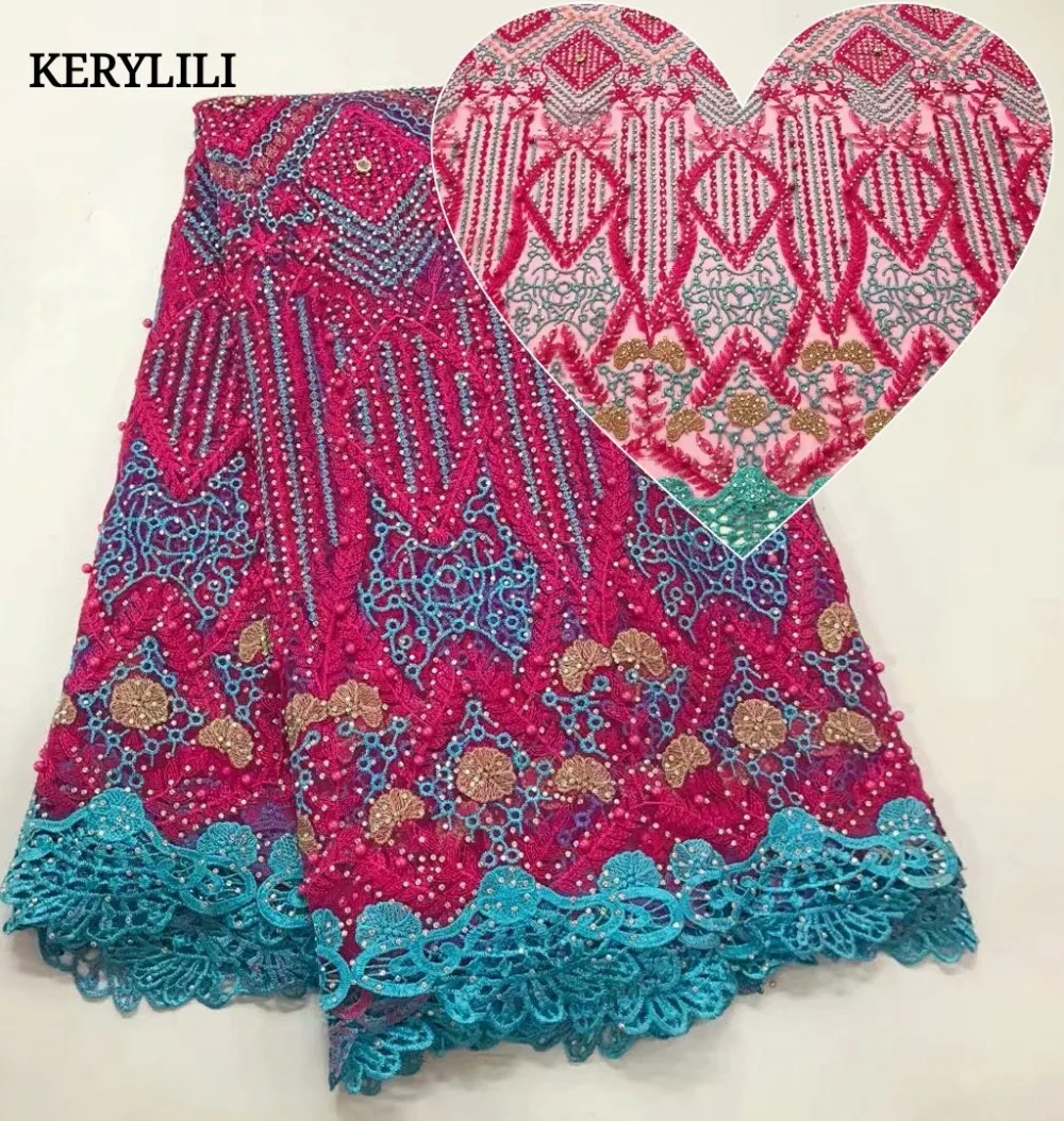 KER YILI Высокое качество африканская французская кружевная тюль ткань вышитая