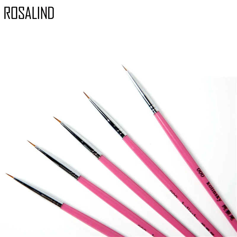 ROSALIND 5 шт./лот кисть для ногтей акриловая УФ гель краска рисования ручка вкладыш