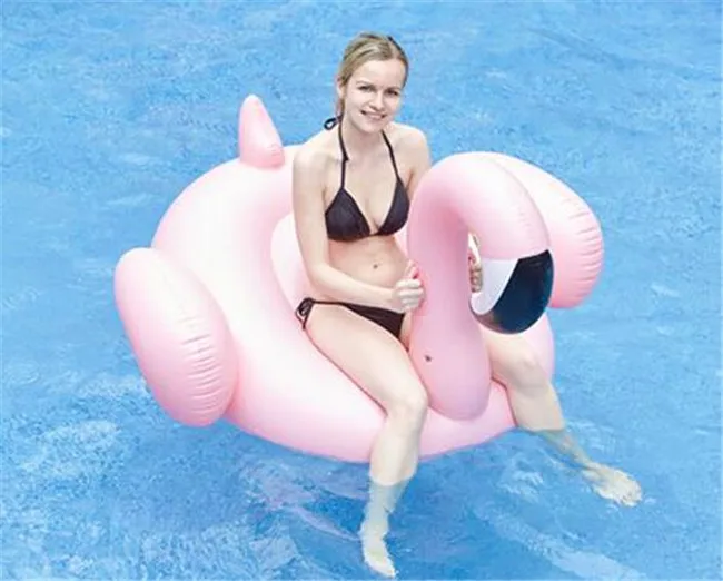 Hot sale 60 Inch Giant Inflatable Flamingo Pool Float Pink Cute Ride-On Outdoor Toy Adults Children Water Holiday Fun Party Toys | Игрушки и