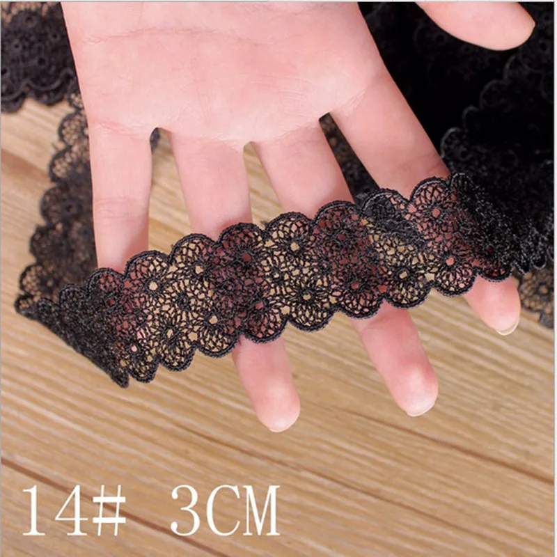 3 ярда Черная кружевная отделка фотополиэфир для платья одежды ожерелья домашний
