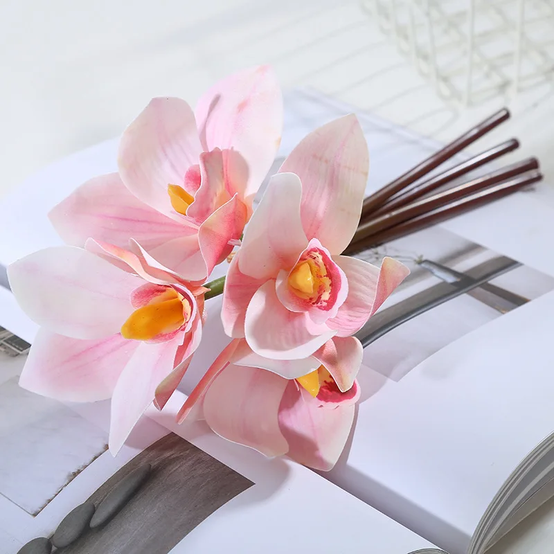 27 см длинные Искусственные цветы Орхидея Магнолия цимбидий букет головы невесты