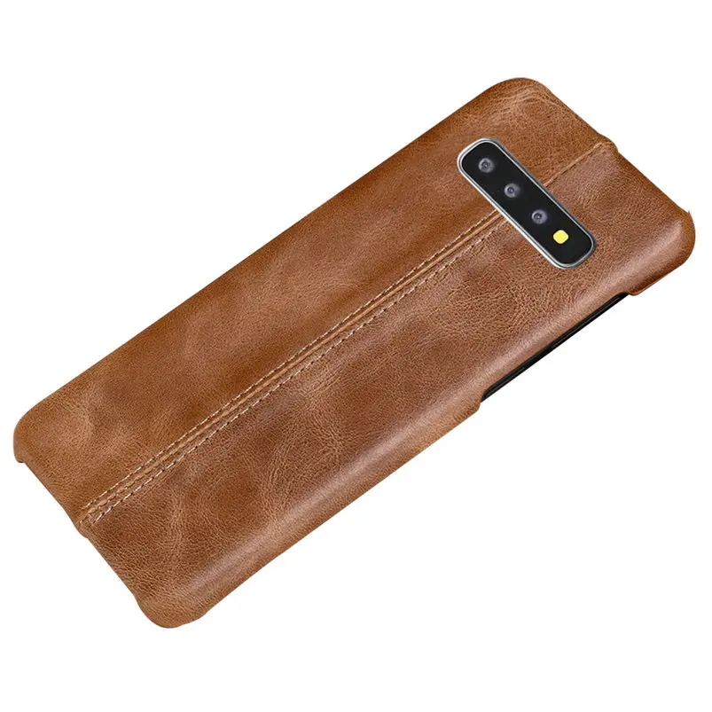 Browm Тонкий ультра тонкий чехол для телефона с личи для samsung Galaxy S10 Plus, чехол из натуральной кожи, чехол для samsung S10 capa S10E S10 - Цвет: Browm