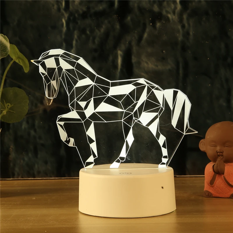 Ночник с 3d подсветкой Sky Horse настольная лампа сенсорным светодиодным индикатором