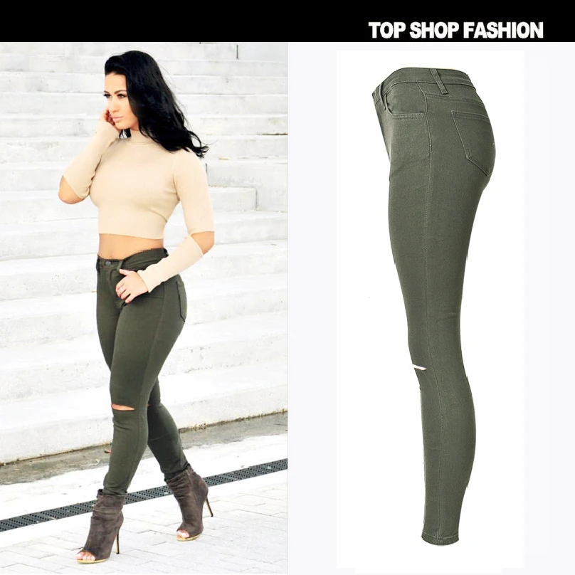 Liva Girl Fashion Women Jeans pants Popular mendicant to break the high waist elastic jeans of cultivate one's morality |