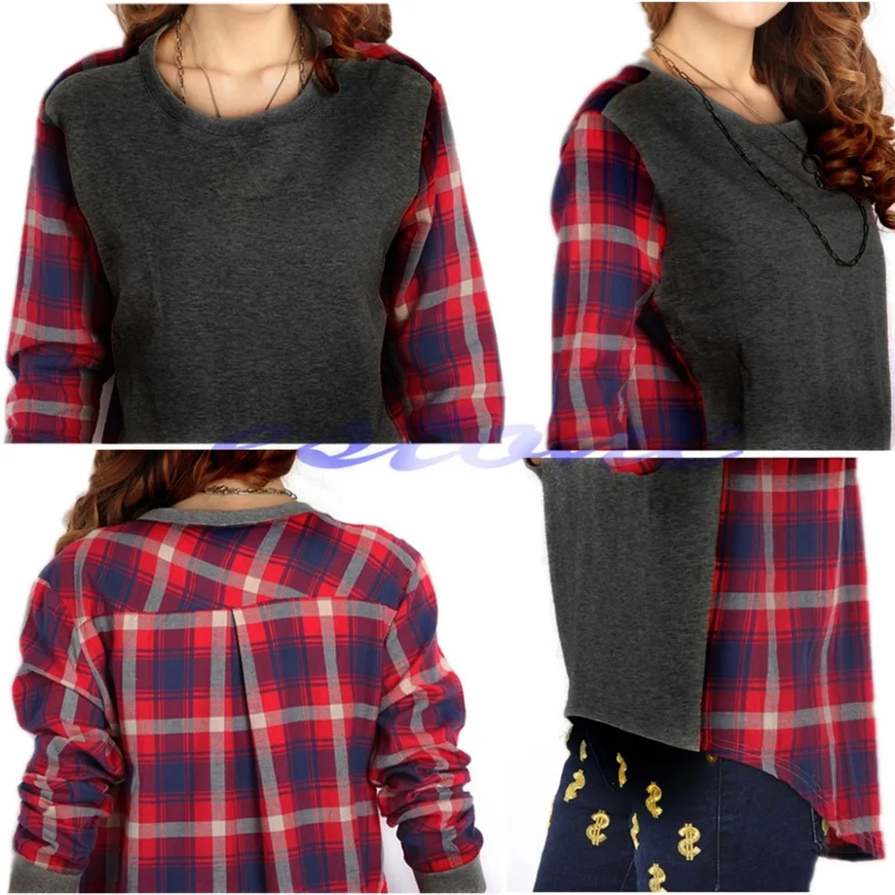Женская клетчатая блузка с длинным рукавом|blouse fashion|fashion blousestop blouse |