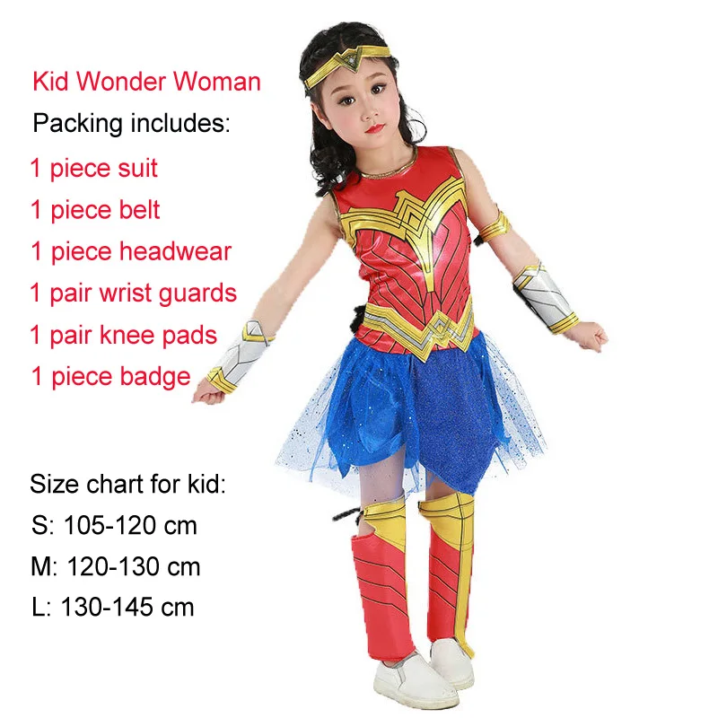 Kid wonder woman Костюм Пурим на Хэллоуин, костюм Человека-паука, Бэтмена, СУПЕРМЕНА для мальчиков, Детский карнавальный костюм супергероя, Мстители, одежда для костюмированной вечеринки - Цвет: Kid wonder woman